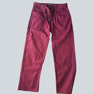 Members Property Jeans Mens 36x32 Burgundy Red Straight Leg Denim Pants Y2K